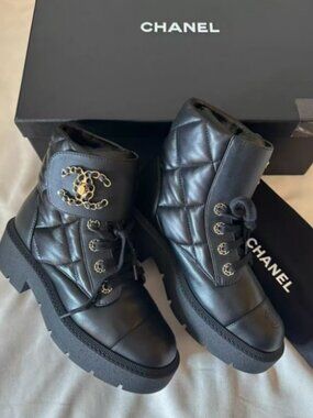 Chanel black ankle boots